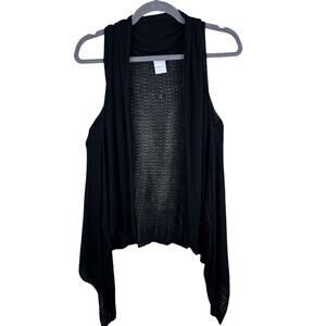 Do Everything In Love Black Open Knit Stretchy Lightweight Open Vest Size OS